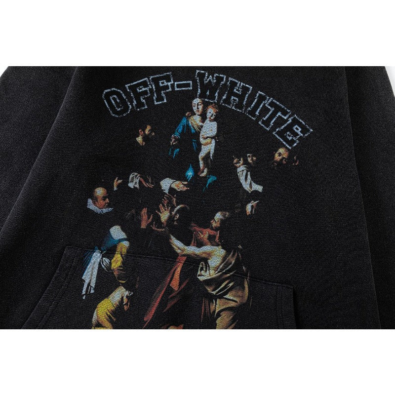 OW  hoodie oil painting series pattern pullover hooded