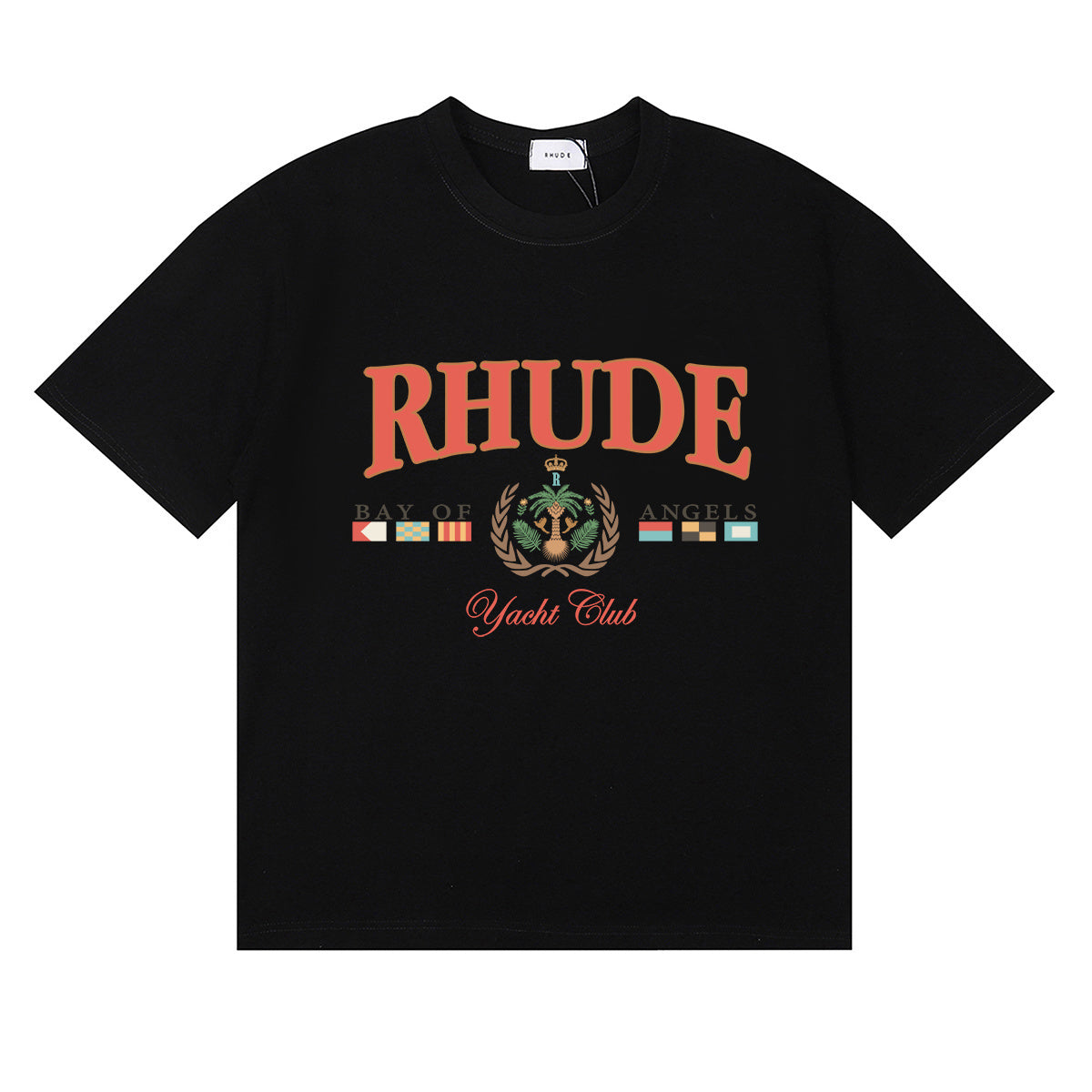 Rhude T Shirts Flag Badge Cotton Casual Short Sleeve Men and Women