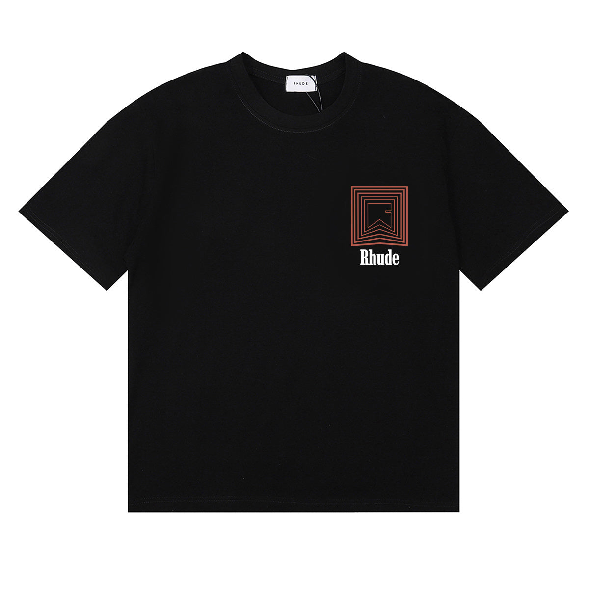 Rhude T Shirts Chevron Red Printed Cotton Casual Short Sleeve Men and Women