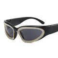 Trendy punk glasses diamond-encrusted uv protection
