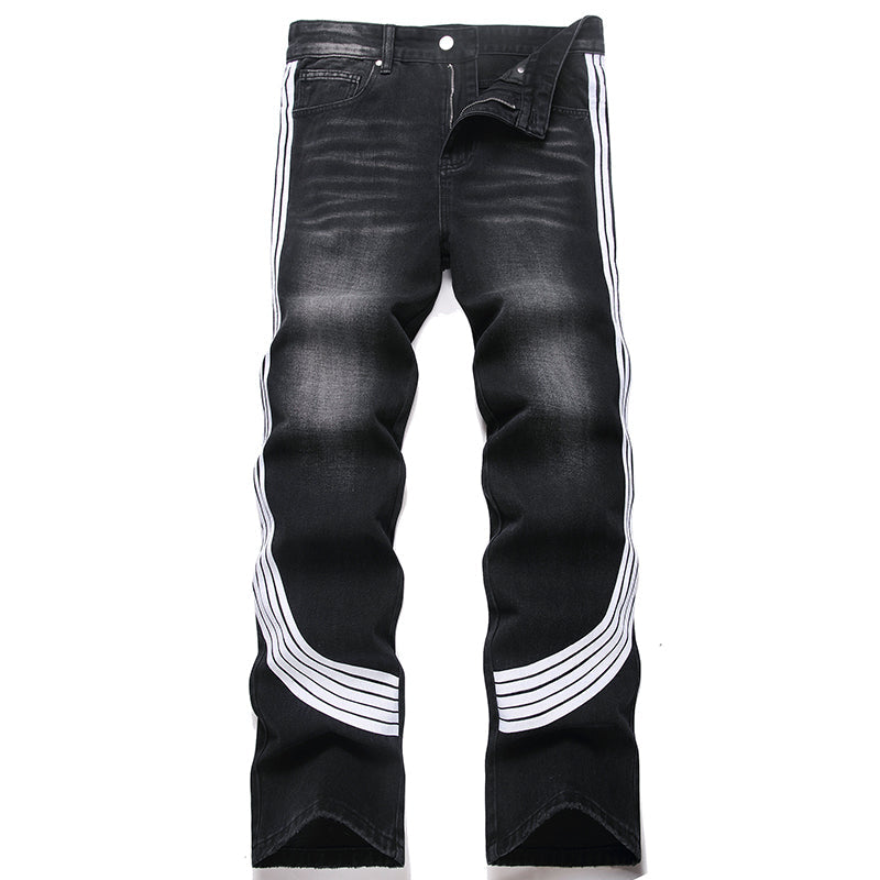 Mens Fashion Jeans White stripes 5725#