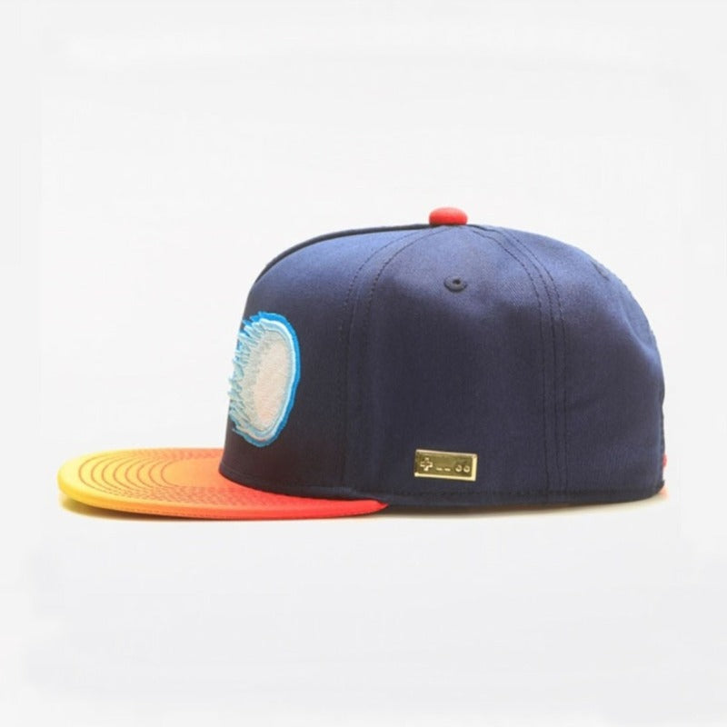 Trendy flat brimmed snapback hats cartoon embroidered