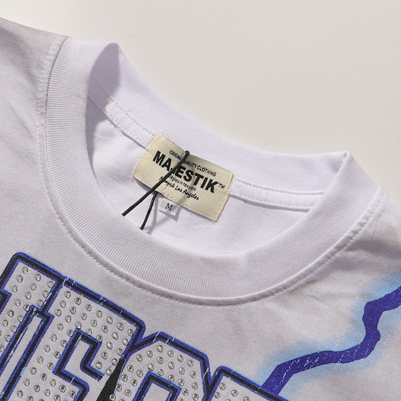 MAJESTIK T Shirts the world shark graphic hot diamond distressed
