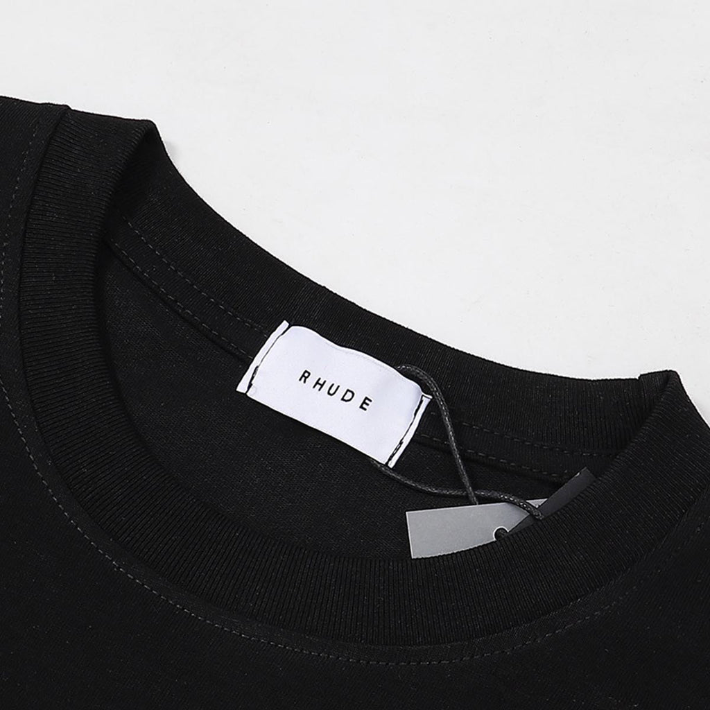 Rhude T Shirts Sardines Badge Printing Cotton Casual Short Sleeve Men and Women