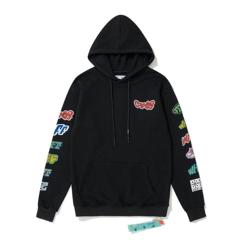 OW  hoodie Slogan Cartoon Arrow Pattern Pullover Hood