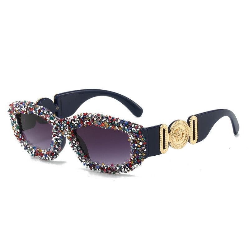 Trendy punk glasses diamond square