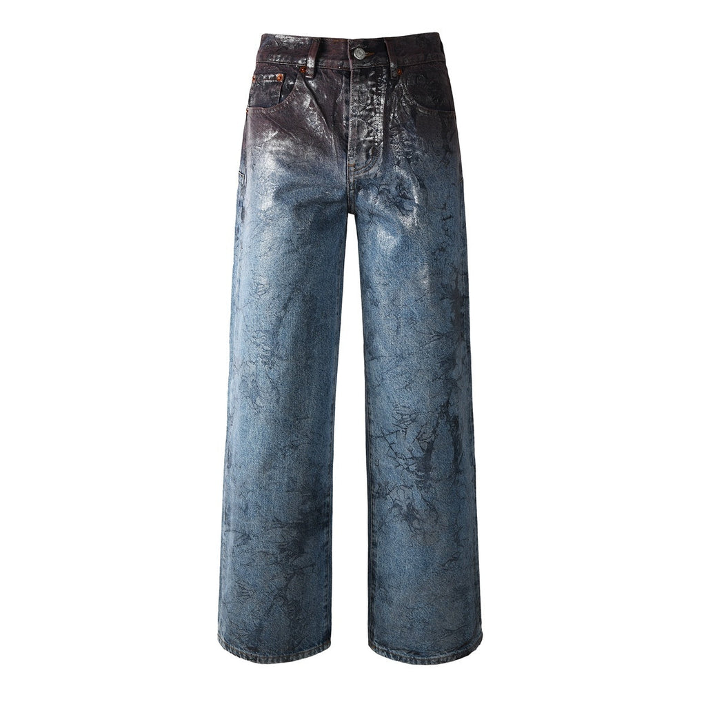 Mens trendy purple jeans, 100% cotton Rhinestones #109