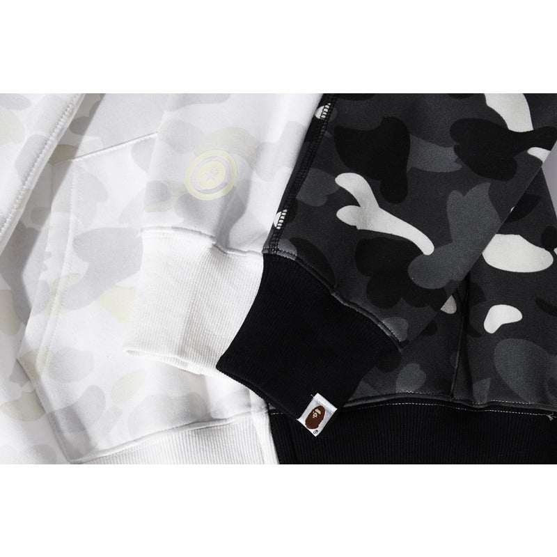 Bathing Ape Hoodie shark head black and white luminous color matching sweater