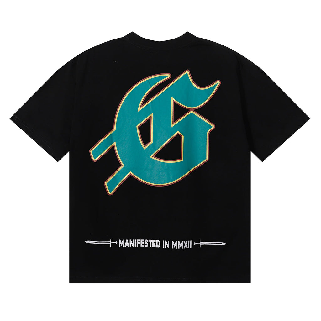 Godspeed T Shirts Speedboat Shark Print Cotton Crew Neck Short Sleeve Men and Women