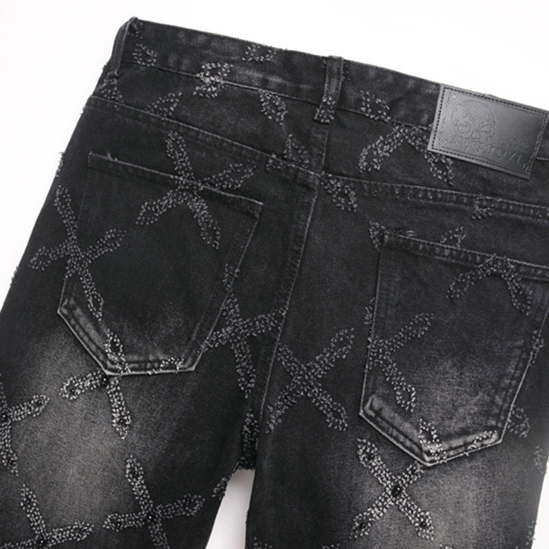 Mens Fashion Jeans Chain embroidery S8261#