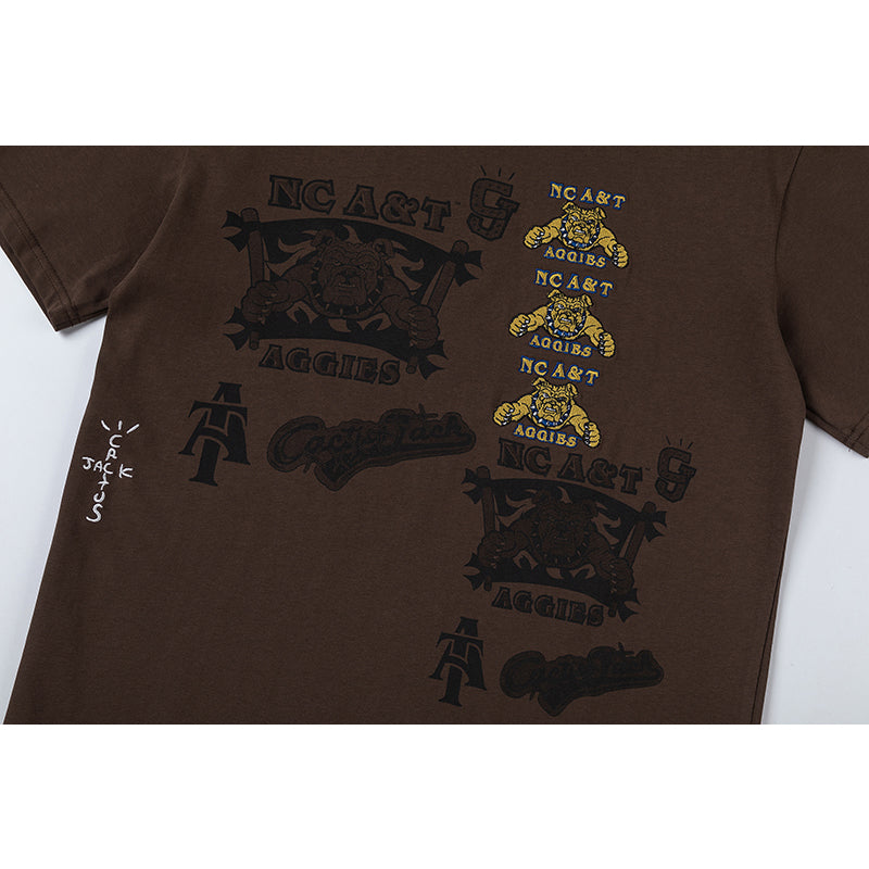 Travis Scott T Shirts x Mitchell x Ness North Carolina AT Aggies Seal T-Sleeve