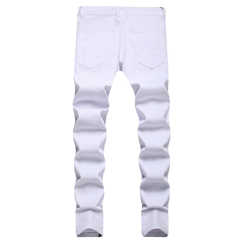 Mens Fashion Jeans Pants pocket zipper Color splatter ink 1168#