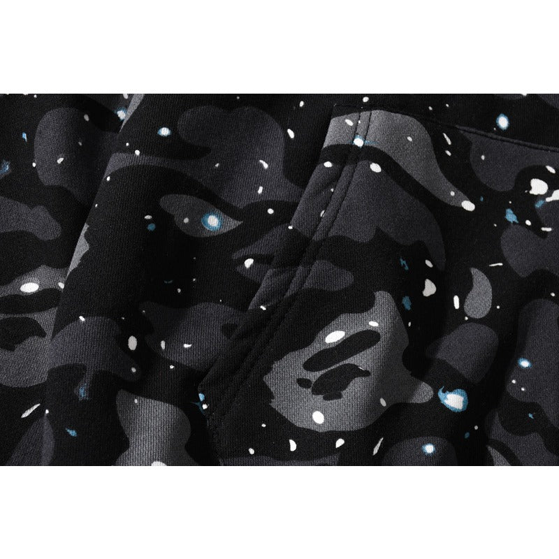 Bathing Ape Hoodie Luminous Starry Sky Two-Hat Cardigan Zipper Velvet Shark