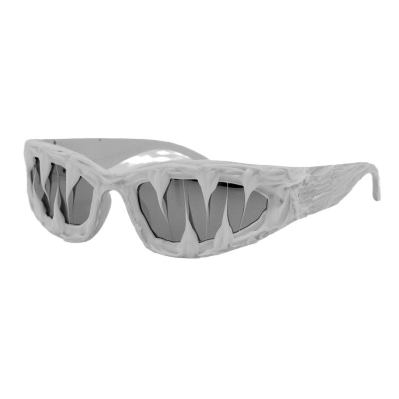 Trendy punk glasses shark teeth glue