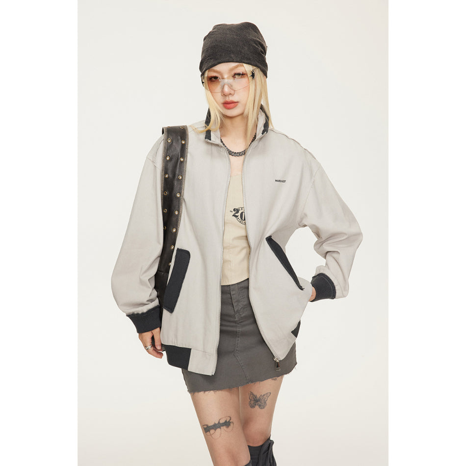 Unisex Jacket Vintage Loose Lapel Jacket for Men and Women Spring and Autumn Coat