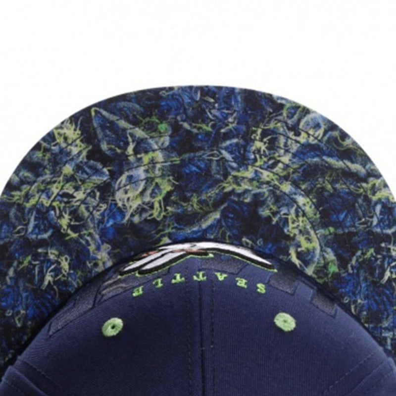 Trendy flat brimmed snapback hats holding cigarette for sunshade