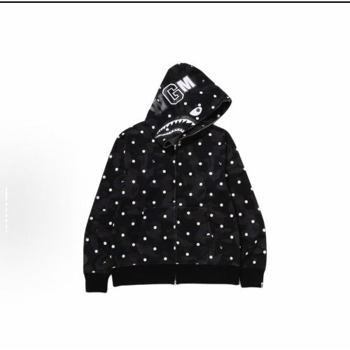 Bathing ape hoode bape polka dot black joint autum