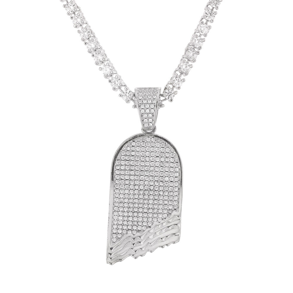 Jewelry Micro-set Zircon 18K Gold Plated Two-Tone Broken Skateboard Pendant Spectrum Jesus Pieces Royalty