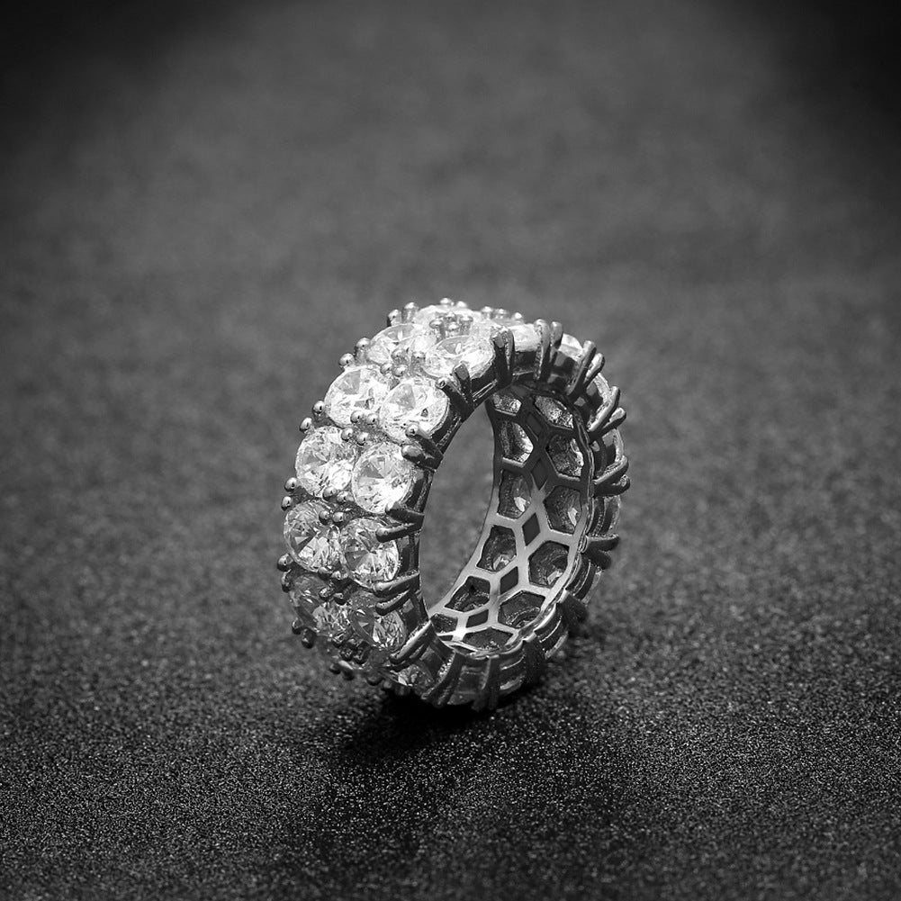 Rings Double Row Diamond Zircon Microset Zircon 2 Row Ring St. Valentine's Spectrum