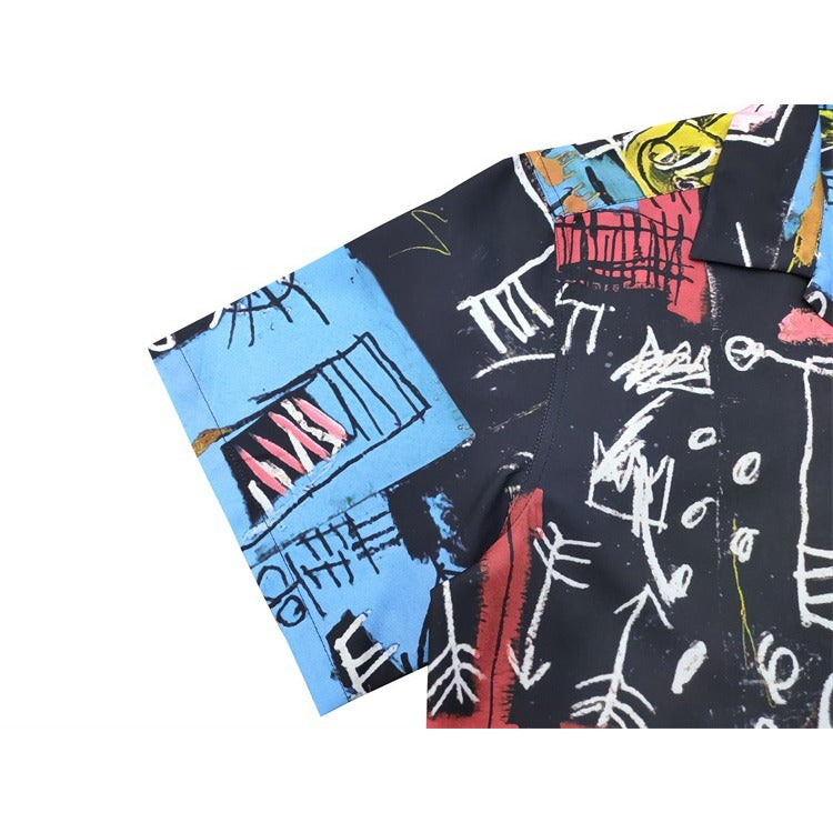 GUILTYPARTIES TIGER Shirts Basquiat graffiti Hawaiian loose short-sleeved shirt men