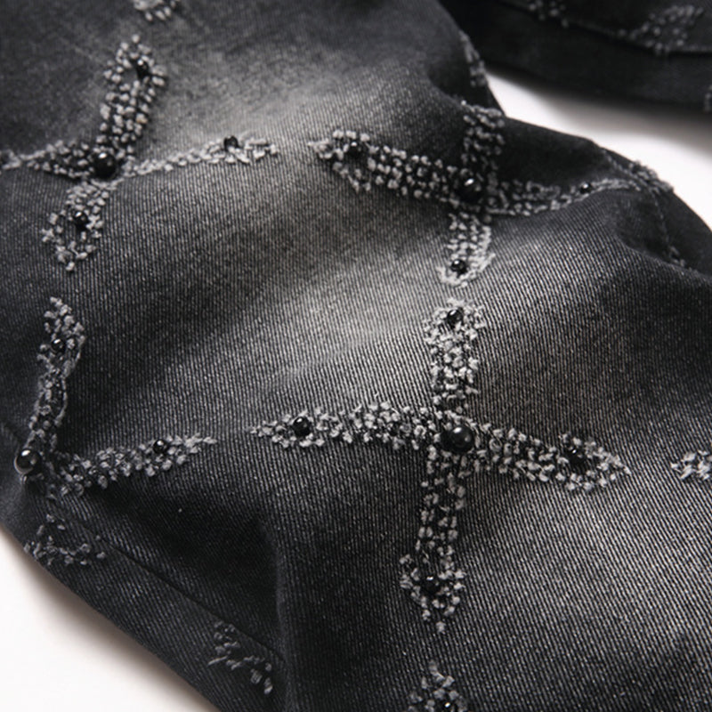 Mens Fashion Jeans Chain embroidery S8261#