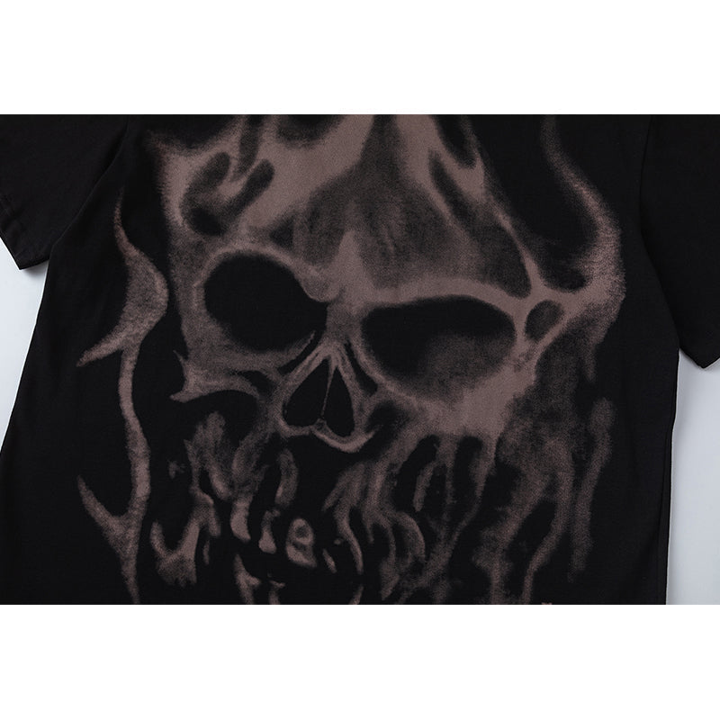 Travis Scott T Shirts x WWE joint model flame skull letter SAGE THE STAGE letter print retro short-sleeved T-shirt