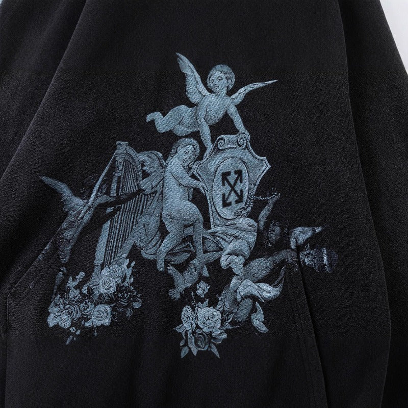 OW  hoodie Baby Angel Oil Painting Pattern Pullover Hoodie