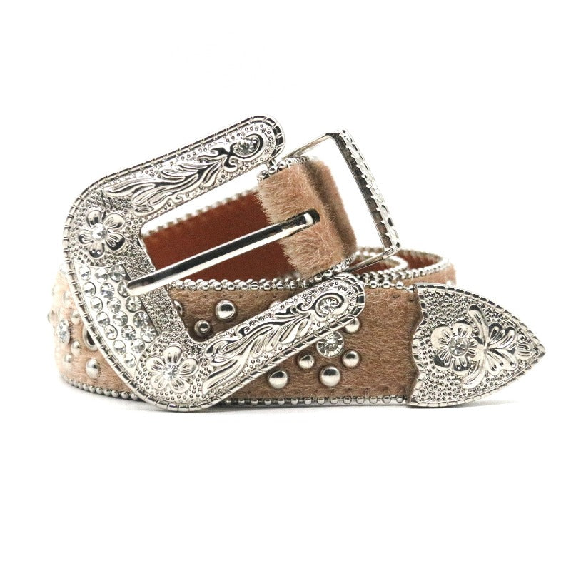 Hip-hop punk rhinestone belt rivet flower buckle punk style