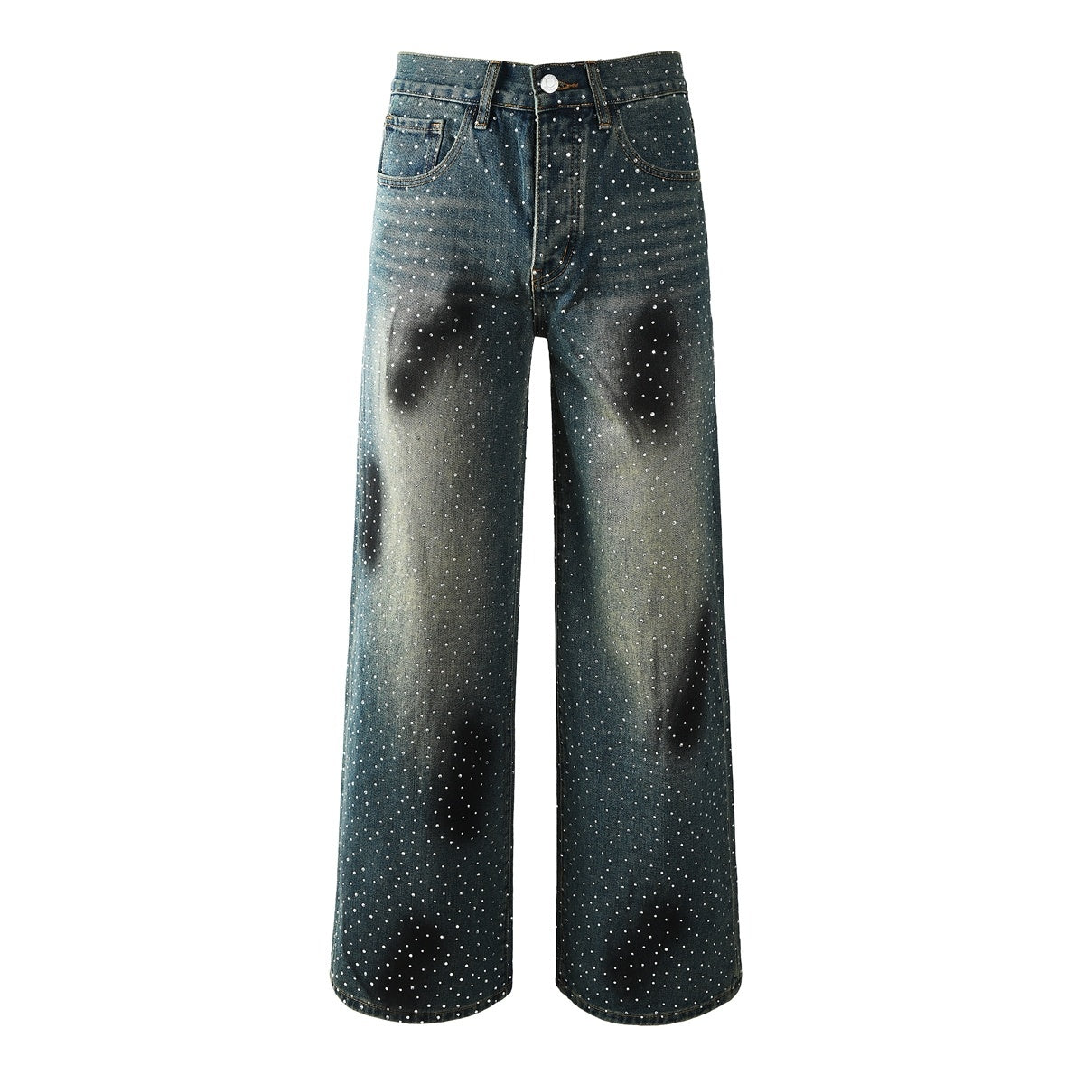 Mens trendy purple jeans, 100% cotton Rhinestones #106