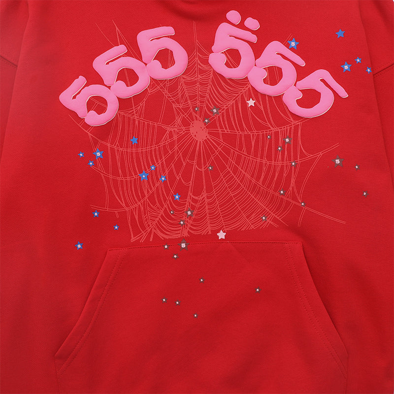 Sp5der Hoodie Cobweb Puff Print Pure Cotton
