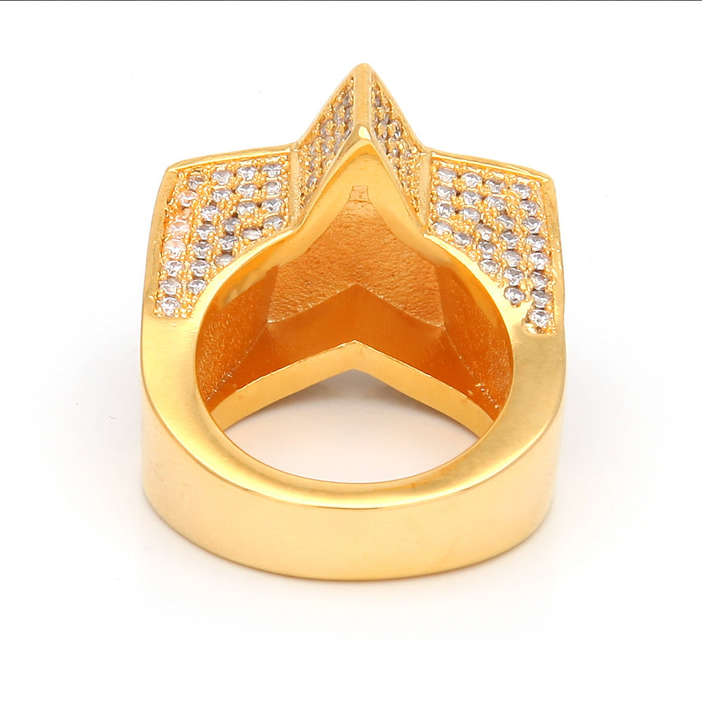 Rings Pentagram Ring Microencrusted Zircon StarRing Spectrum