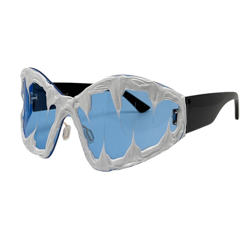 Trendy punk glasses alien shape