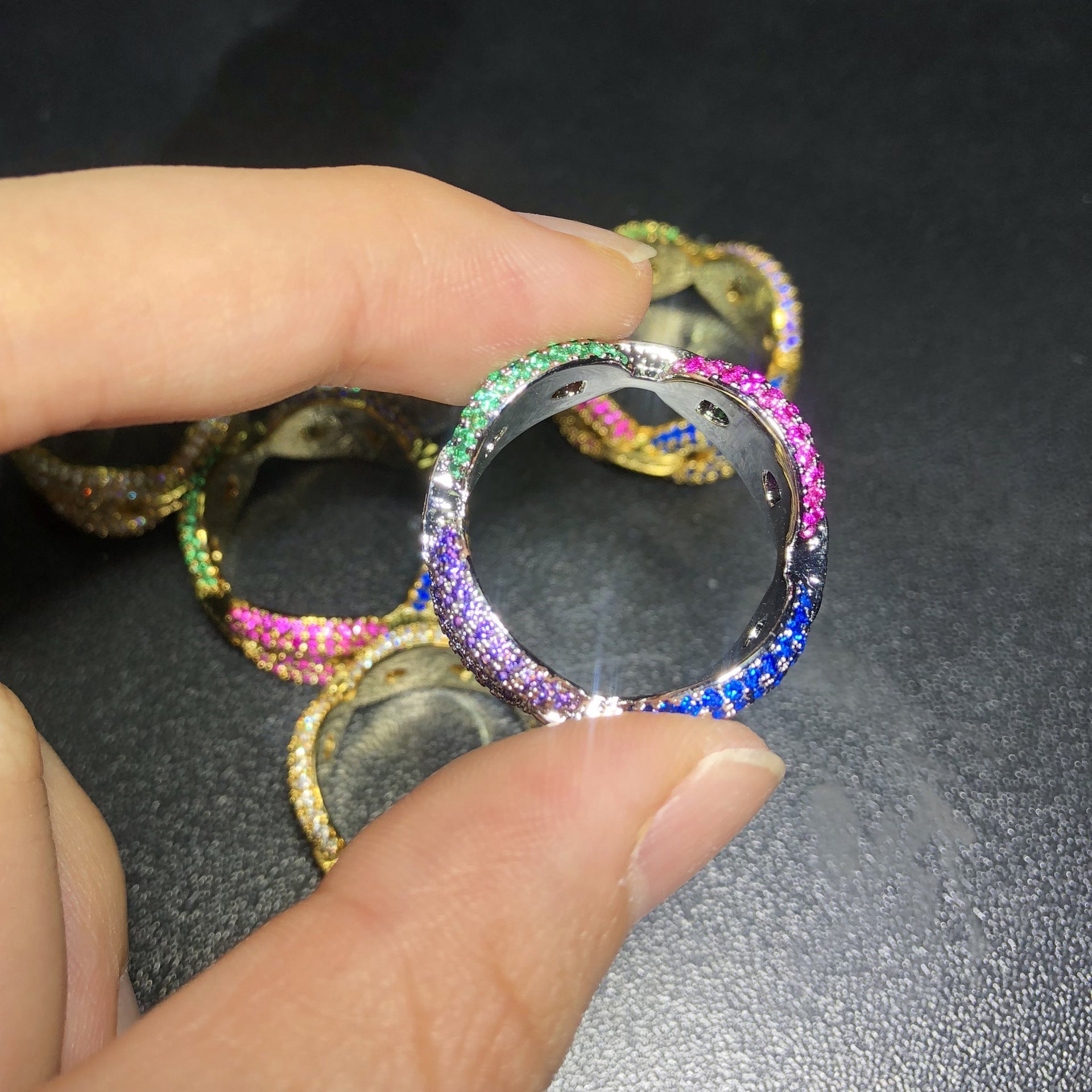 Rings Coffee Beans Microencrusted Zircon Ring Zircon Pig Nose HIPHOP St. Valentine's