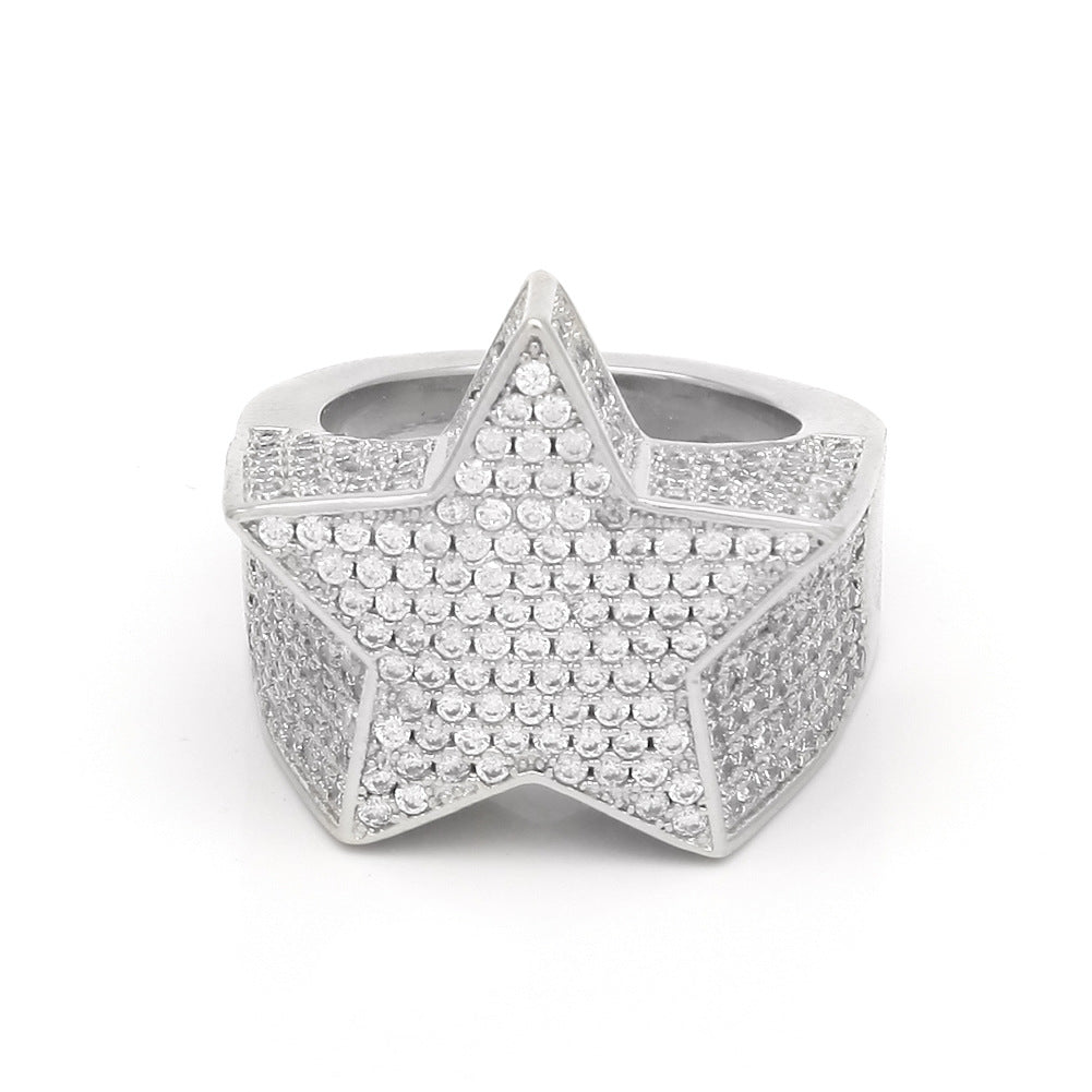 Rings Pentagram Ring Microencrusted Zircon StarRing Spectrum