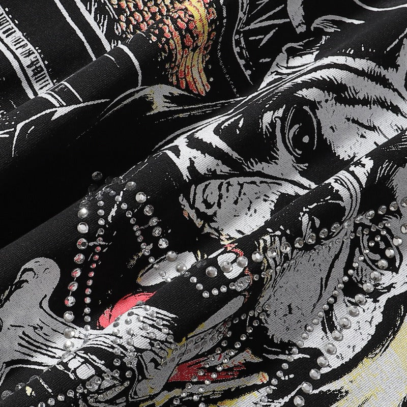 MAJESTIK T Shirts Bulldog Graphic Crop Tee Hot Diamond Design