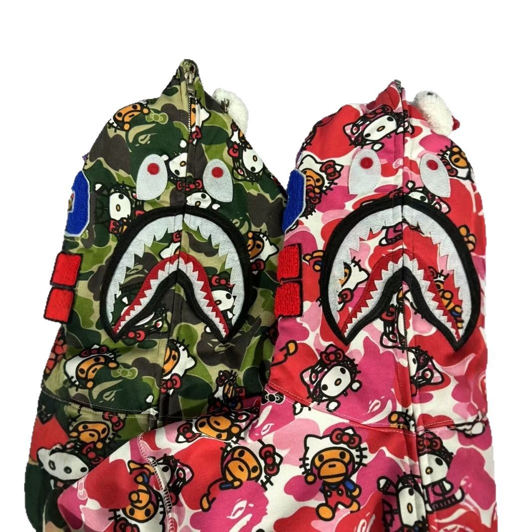 Bathing ape hoode bape shark full print hello kitty casual
