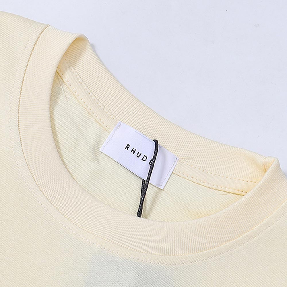 Rhude T Shirts Coconut Sunset Sailing Printing Cotton Casual Loose Short Sleeve Men and Women