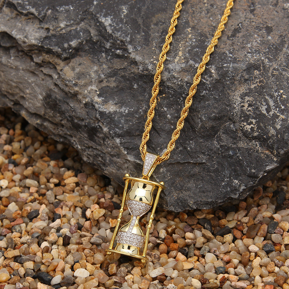 Jewelry Hourglass Zircon Pendant Two Color Plated Rap Spectrum St. Valentine's