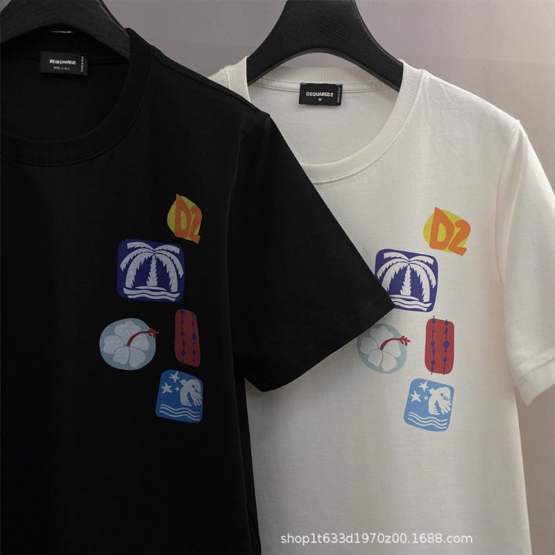DSQ2 T Shirts D2 Color Printed Short Sleeves
