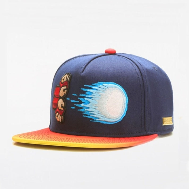 Trendy flat brimmed snapback hats cartoon embroidered