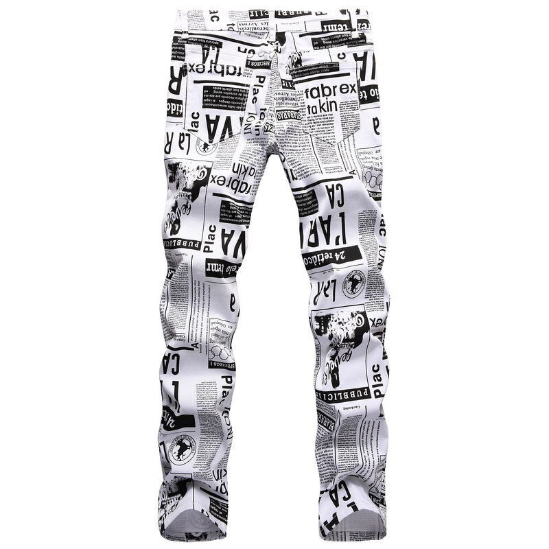 Mens Fashion Jeans Street newspaper style 5011#