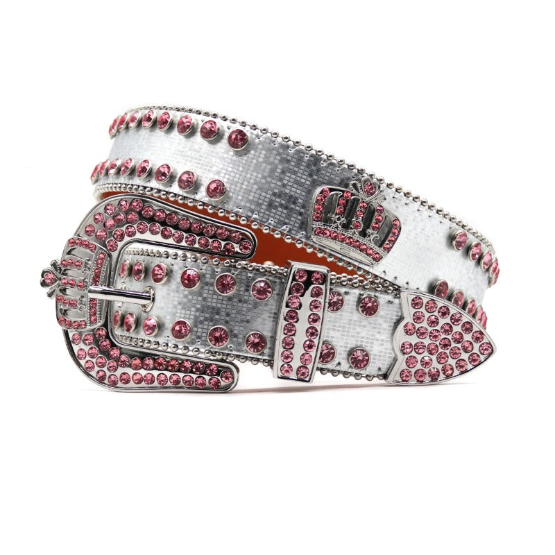 Hip-hop punk rhinestone belt rhinestone crown belt