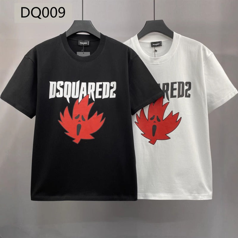 DSQ2 Maple Leaf Monogram Print Trendy Short Sleeves
