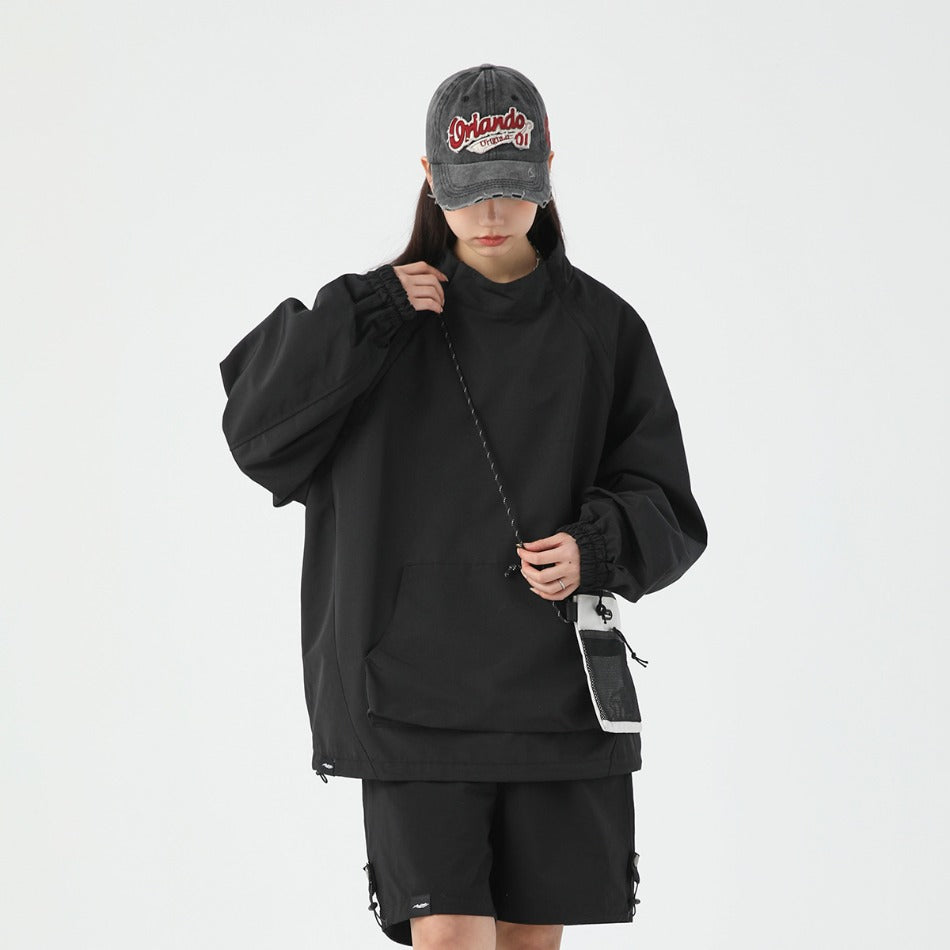 Unisex Jacket Stand Collar Jacket Men's Loose Mechanical Style Outdoor Jacket Coat
