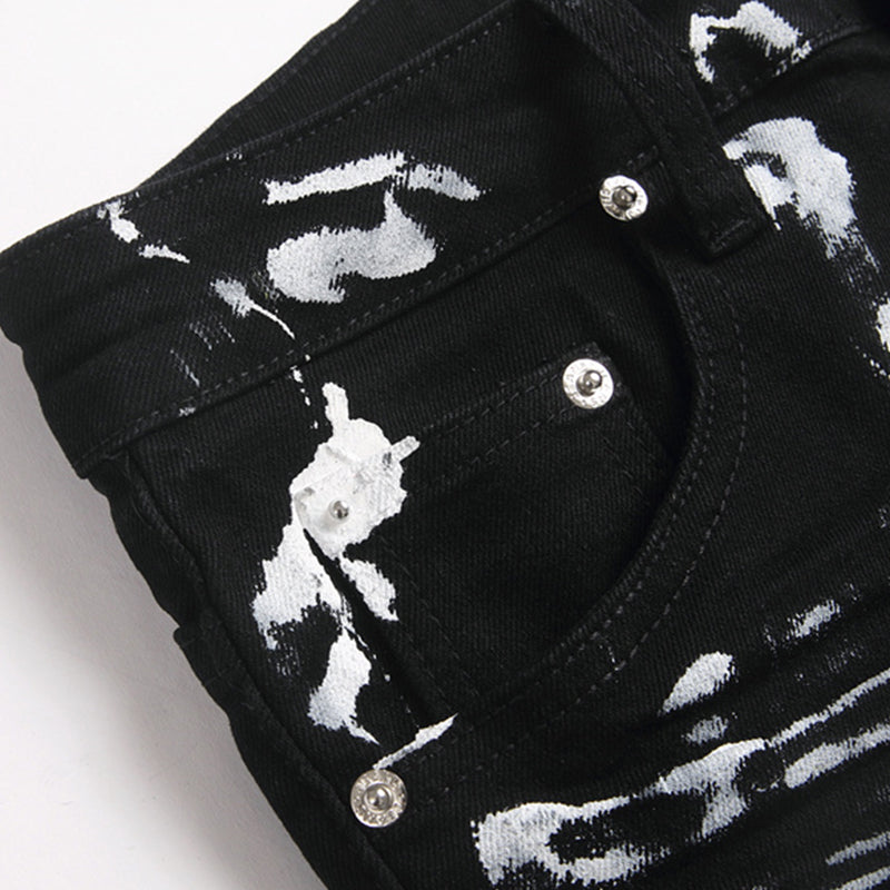 Mens Fashion Jeans White graffiti S8286#