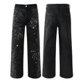 Mens trendy purple jeans, 100% cotton Jeans Rhinestones #9125