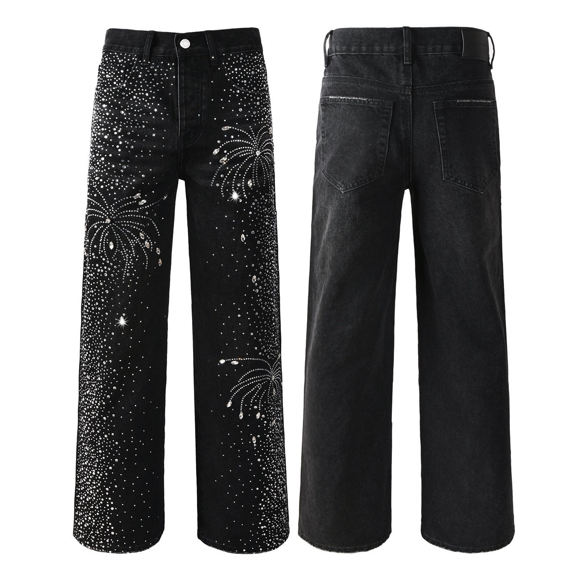 Mens trendy purple jeans, 100% cotton Jeans Rhinestones #9125
