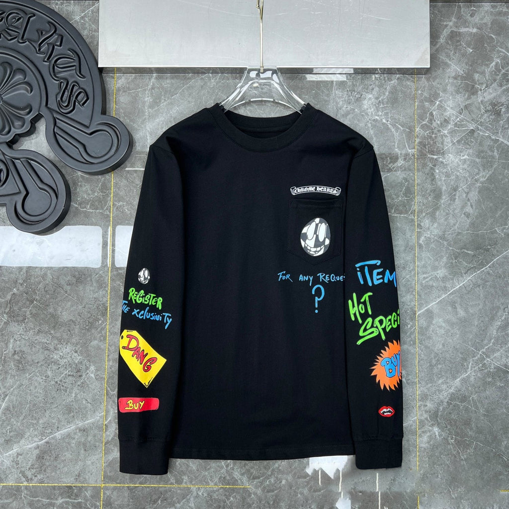 CHH  Heart Long Sleeve Shirt Unisex Fashion Loose Long Sleeve Shirt
