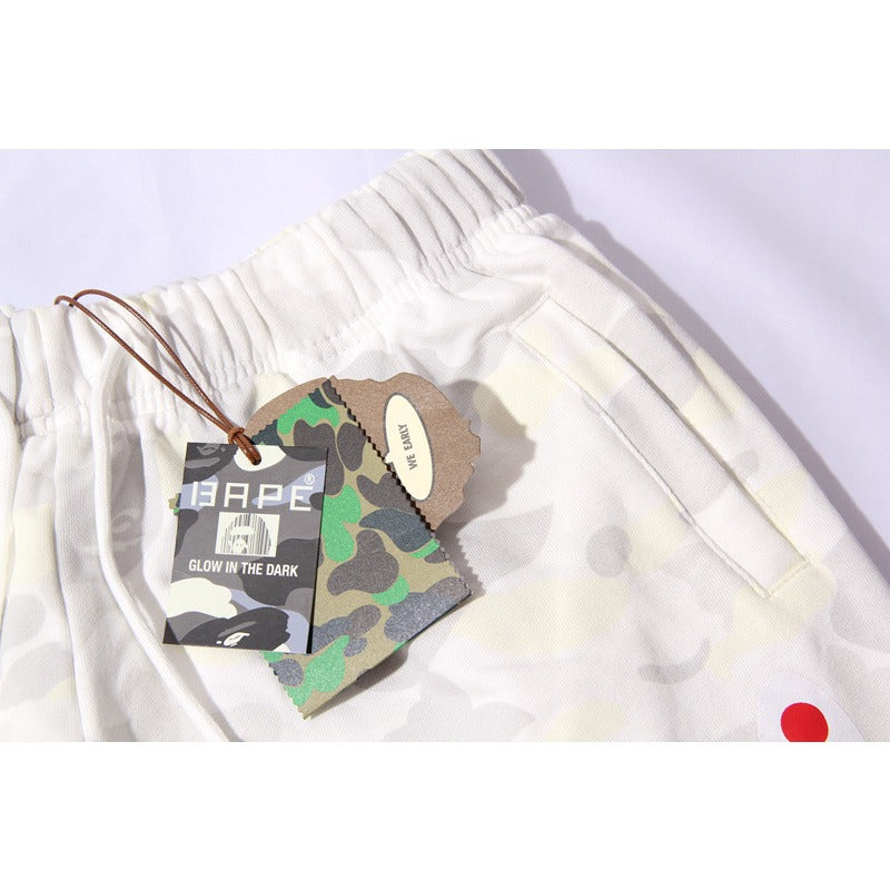 Bathing ape Bape Shorts Camo luminous shark side print five-point pants straight beach pants