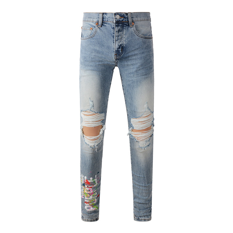 Mens trendy purple jeans, 100% cotton Pure Cotton High Street Trend